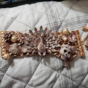 Betsey Johnson peacock skull bracelet